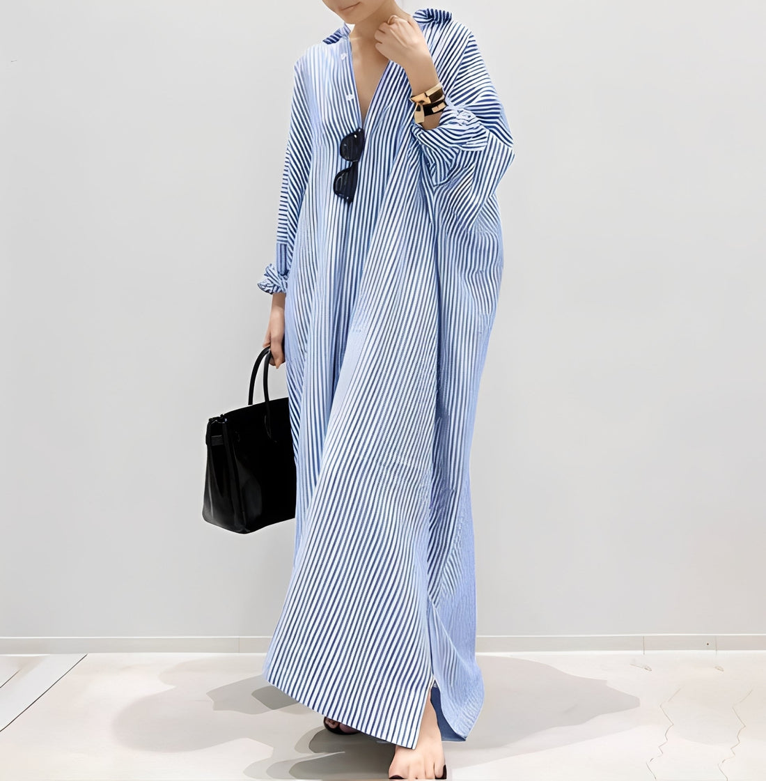 Jasmine - Robe chemise rayée élégante pour femmes