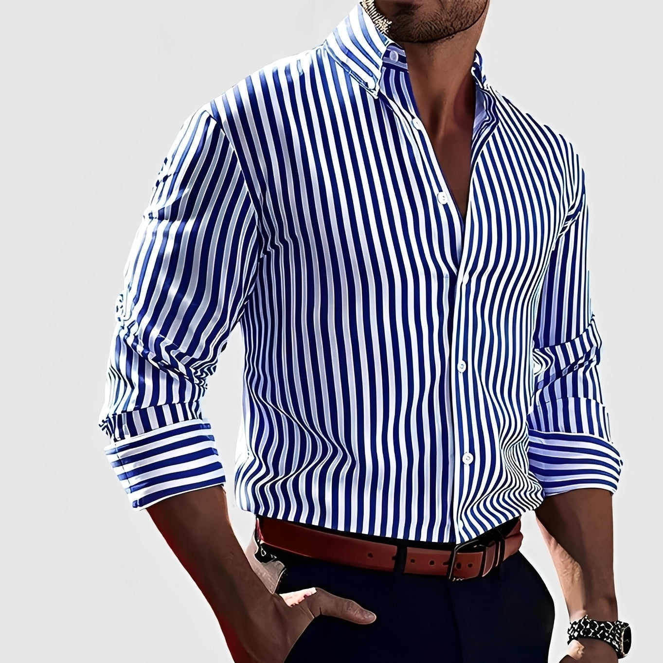 Robbins - Chemise décontractée rayée à manches longues