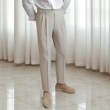 Kristian - Pantalon élégant plissé avec boucle pour hommes