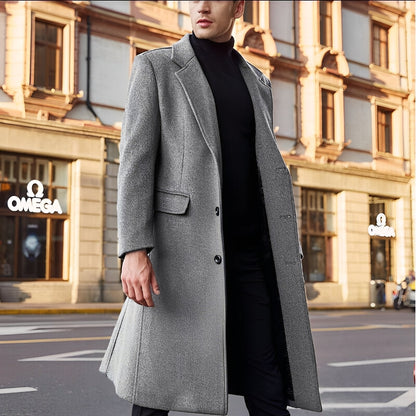 Nicholas - Long elegant wool coat for men