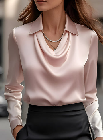 Terry - Blouse formelle plissée à manches longues