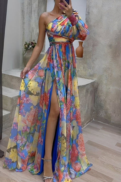 Katherine - Fließendes Schulterkleid mit Blumenmuster für Damen