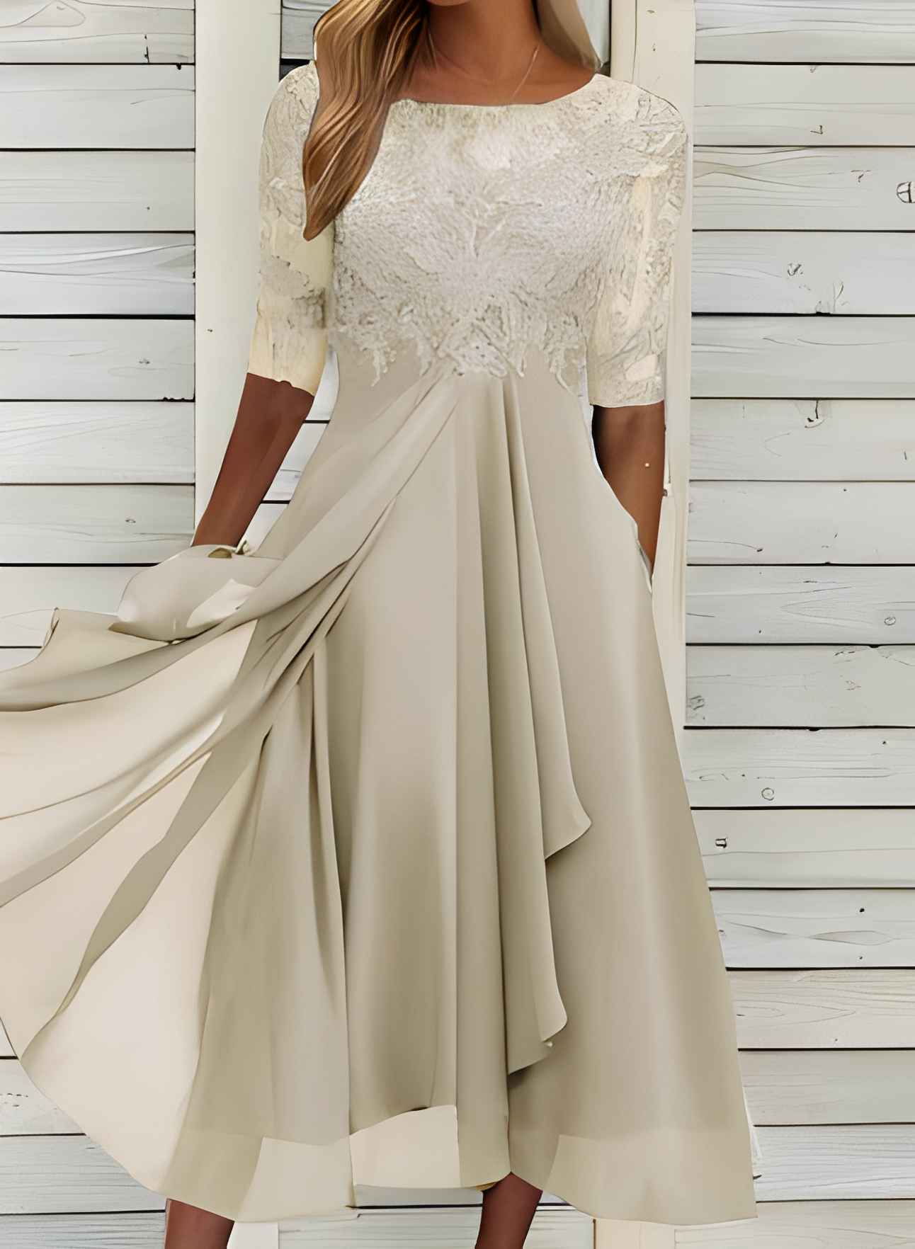 Lena – Robe midi pour femmes – Confort et élégance