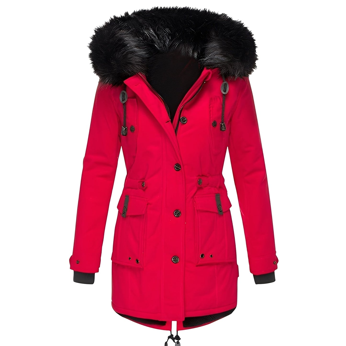 Elsie - Thick coat with hood and fleece lining for women