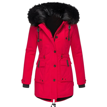 Elsie - Thick coat with hood and fleece lining for women
