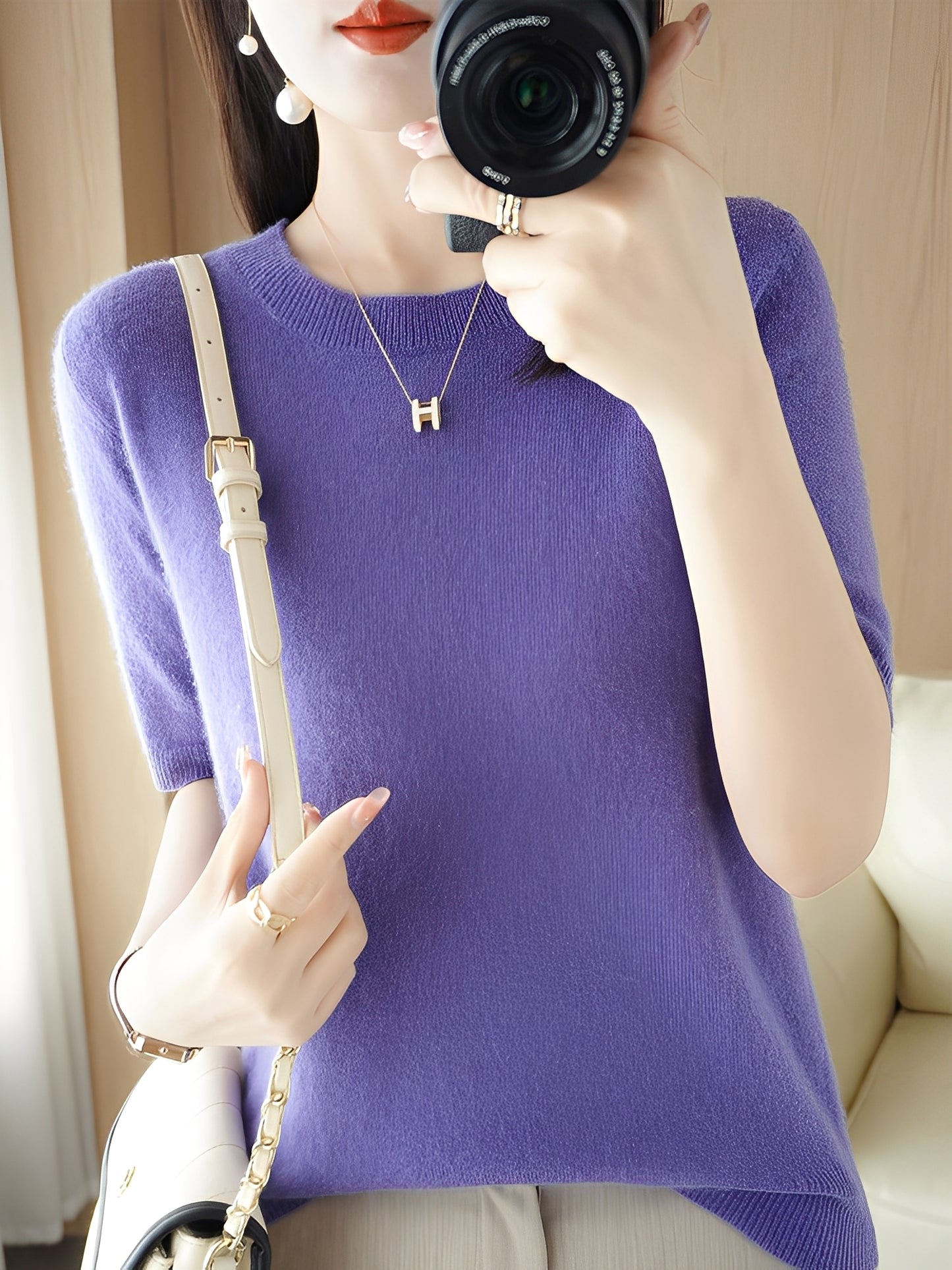 Blandine - Pull à manches courtes pour femme