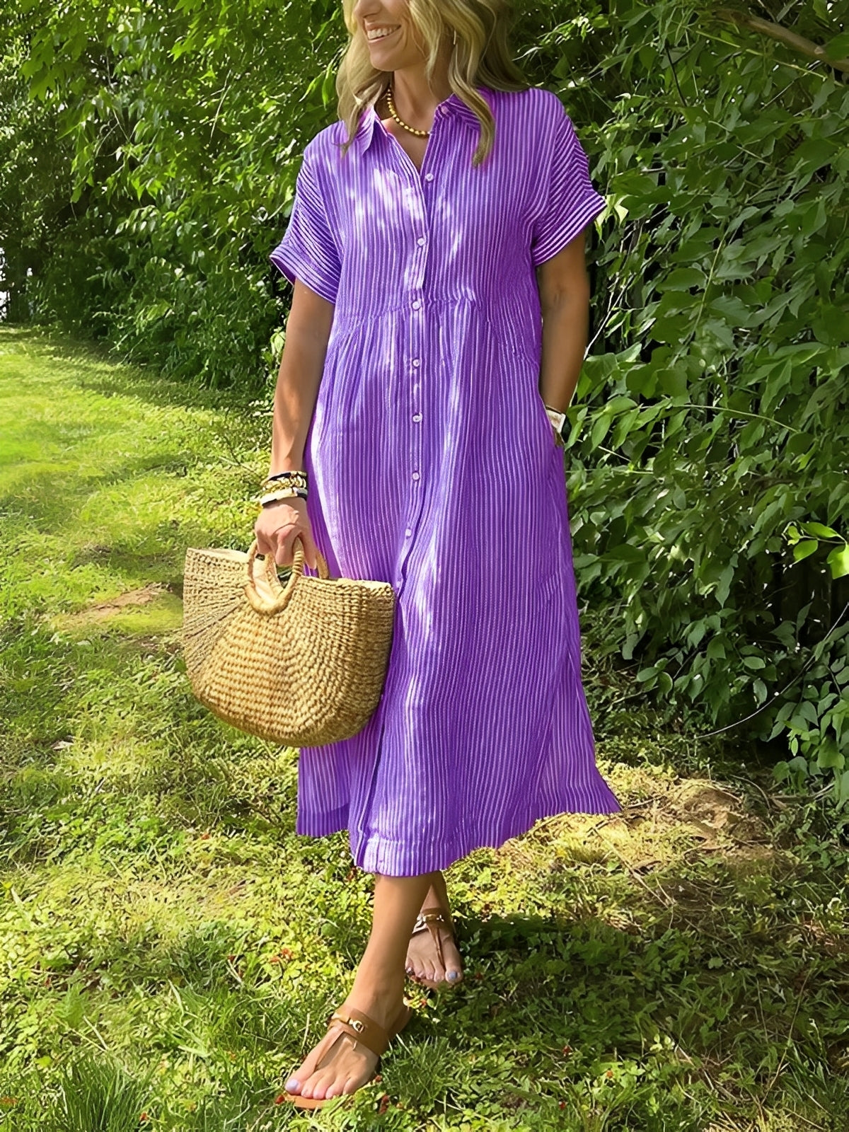 Alana - Robe-chemise rayée décontractée pour femmes