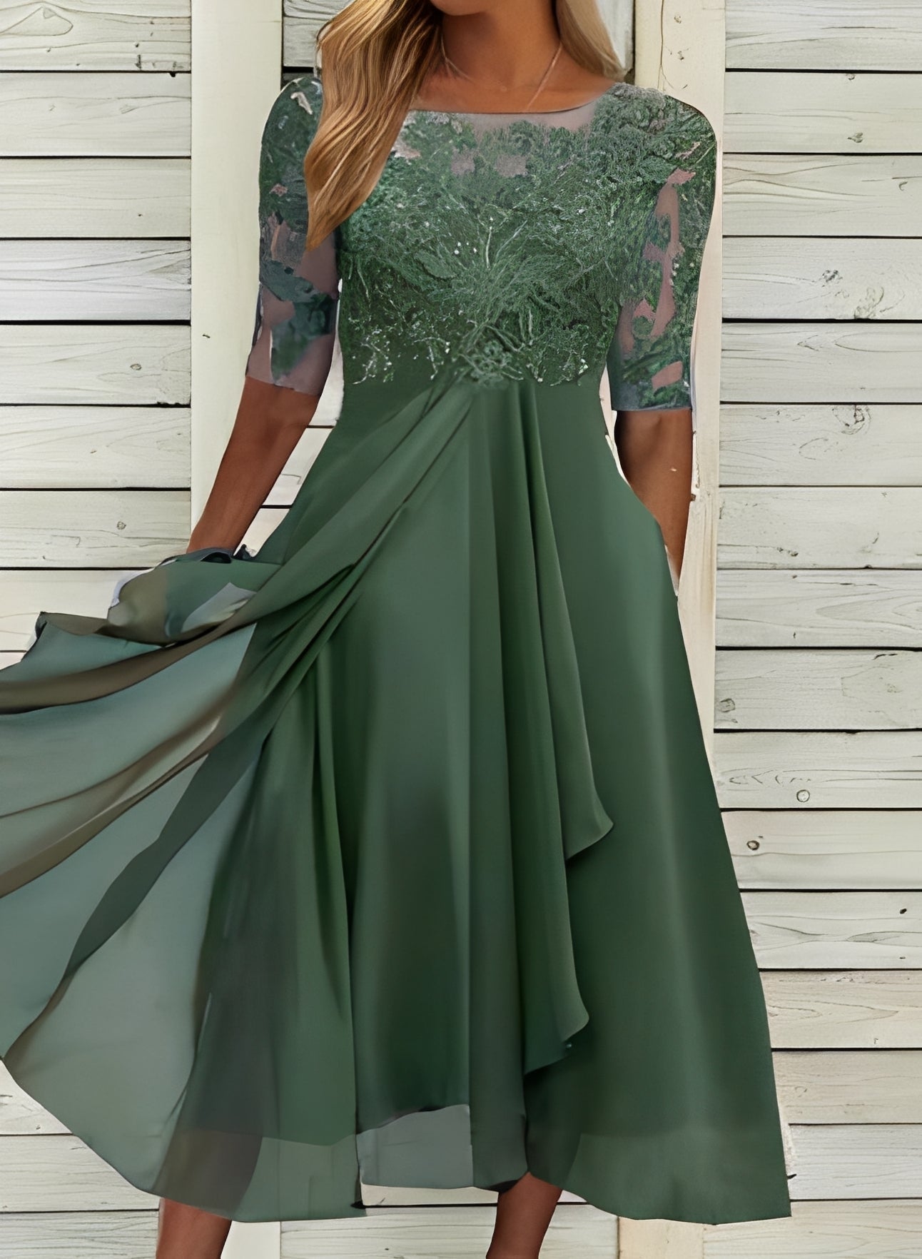 Lena – Robe midi pour femmes – Confort et élégance