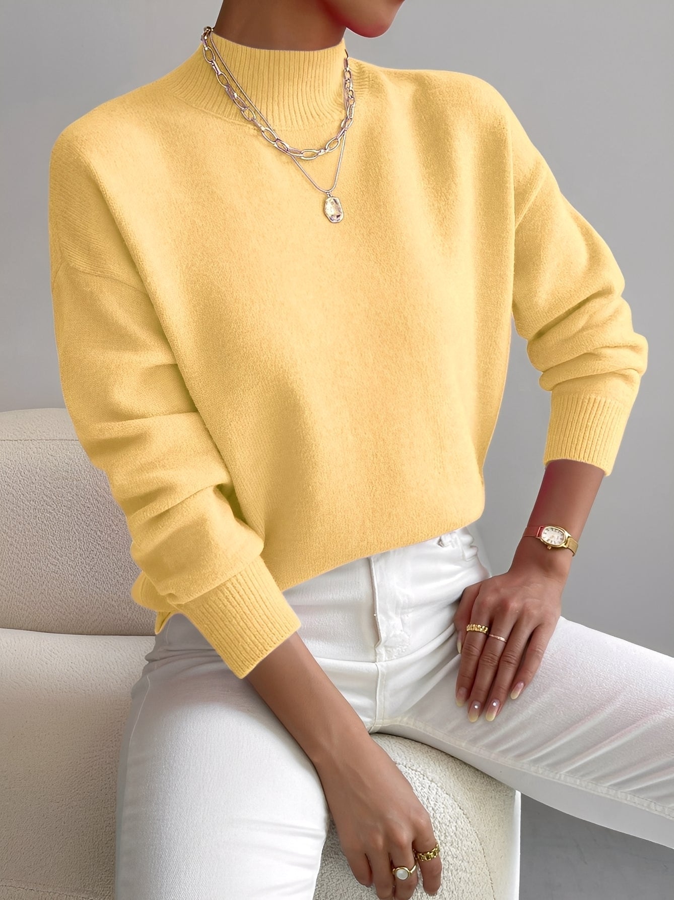 Roxana - Pull en maille chic avec col mi-haut pour femmes