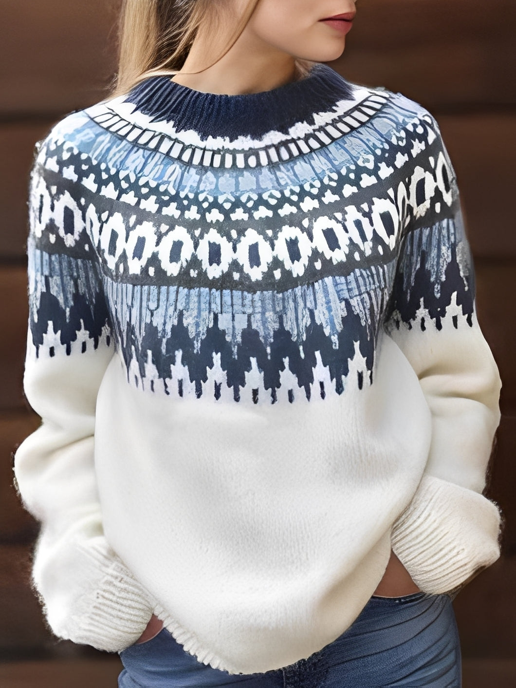 Lorine - Pull douillet avec motif chic pour femmes