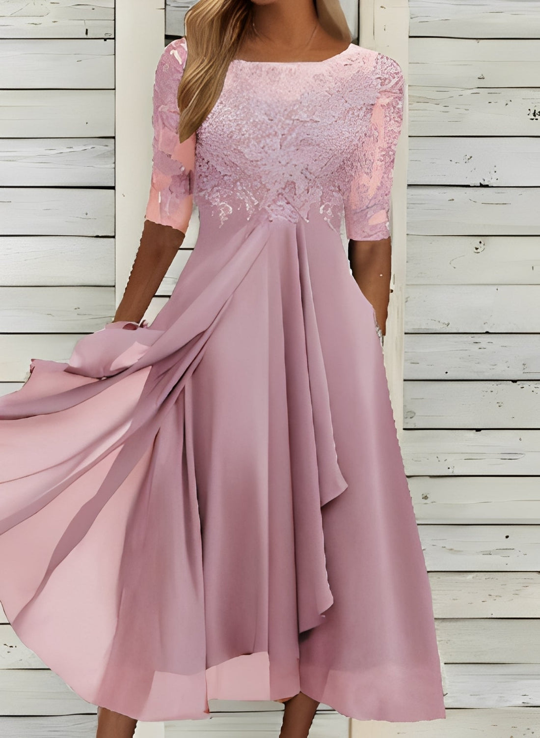 Lena – Robe midi pour femmes – Confort et élégance