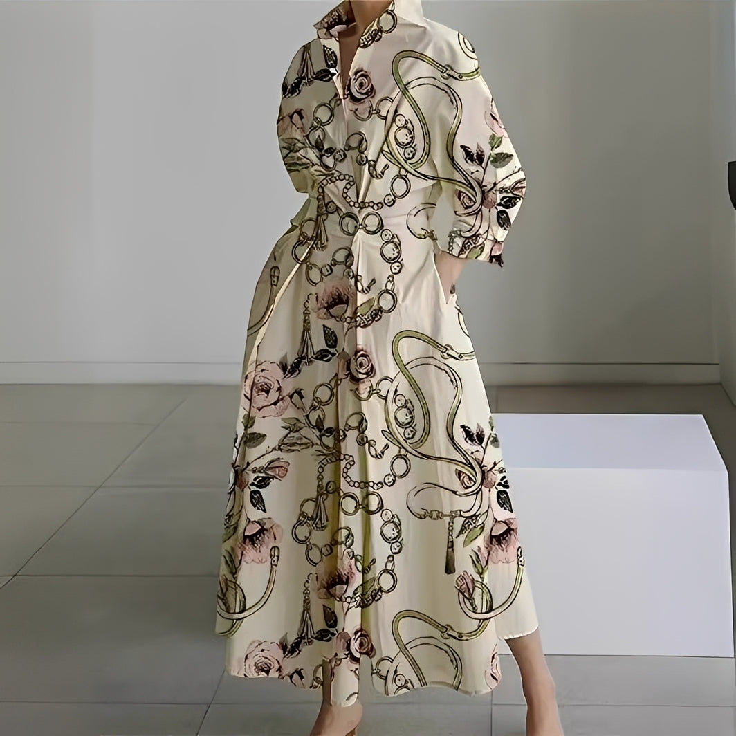 Martha - Robe chemise élégante à motif abstrait pour femmes