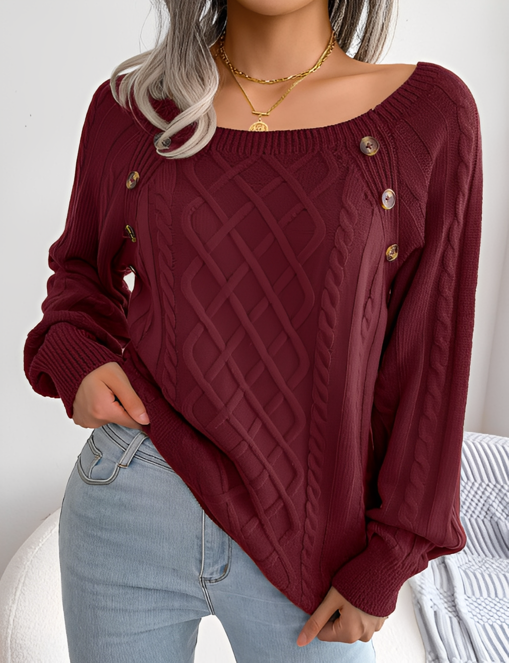Sally - Pull élégant avec boutons pour femmes