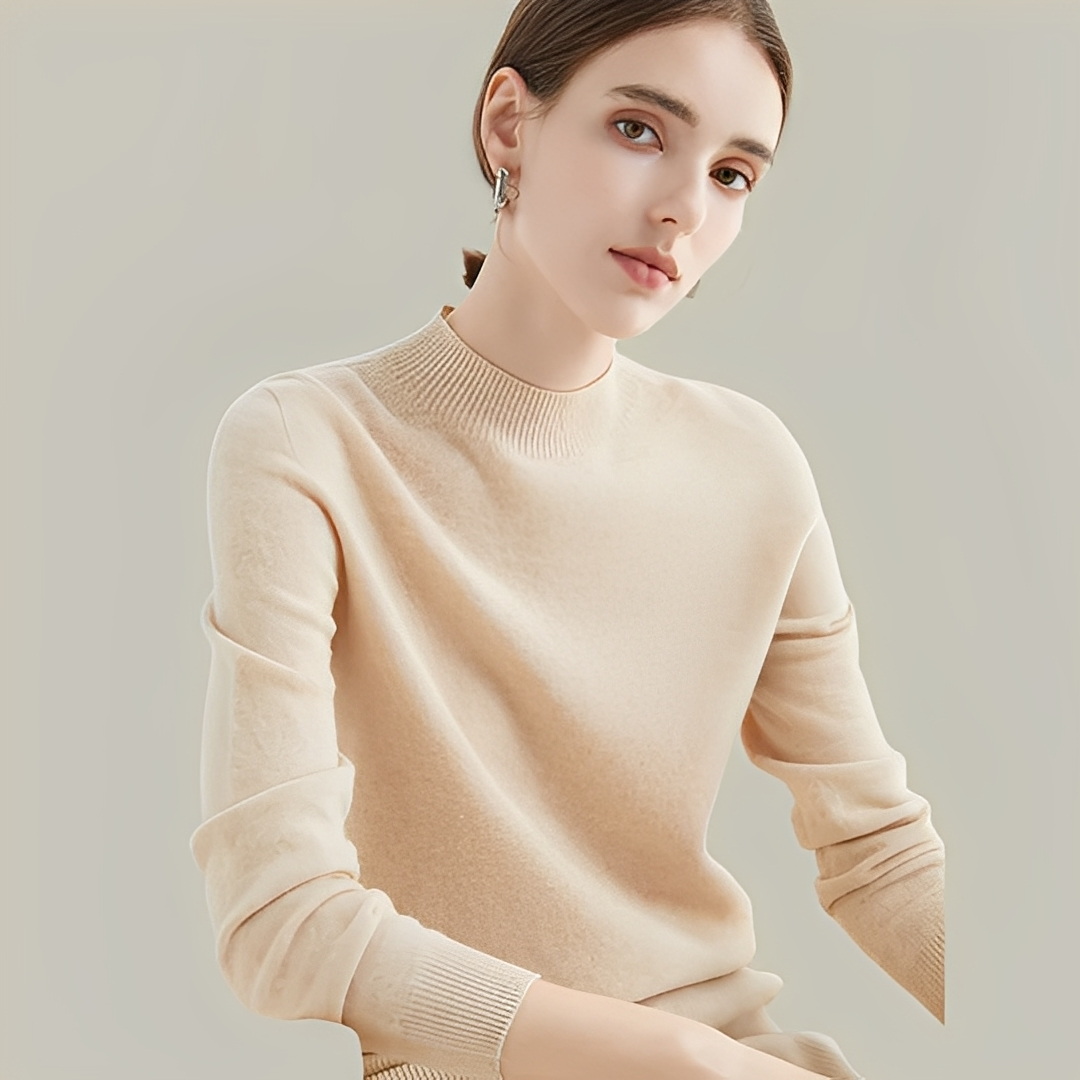 Martine - Slim-fitting wool sweaters with high collar for women