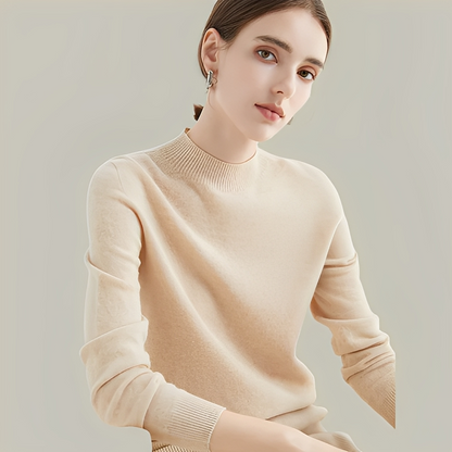 Martine - Slim-fitting wool sweaters with high collar for women
