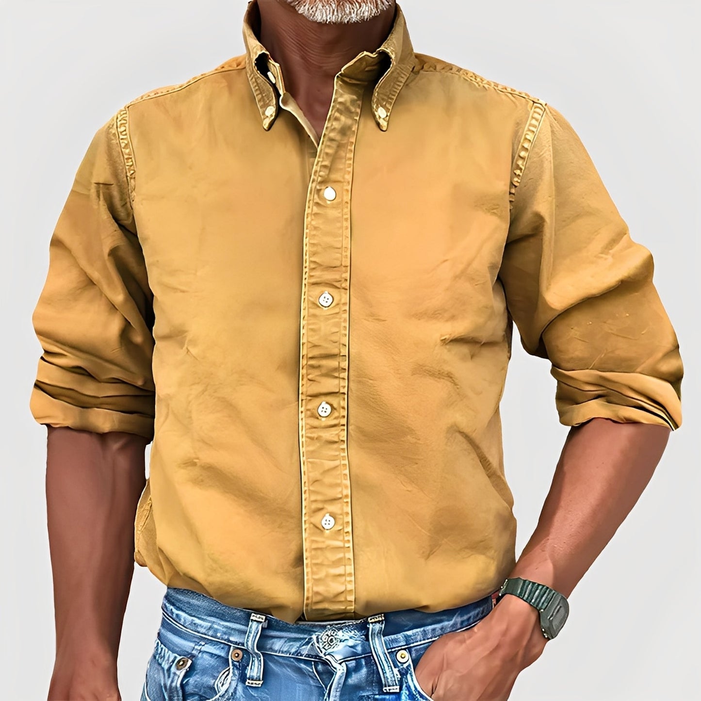 Micheal - Chemise homme confortable, manches longues, style décontracté