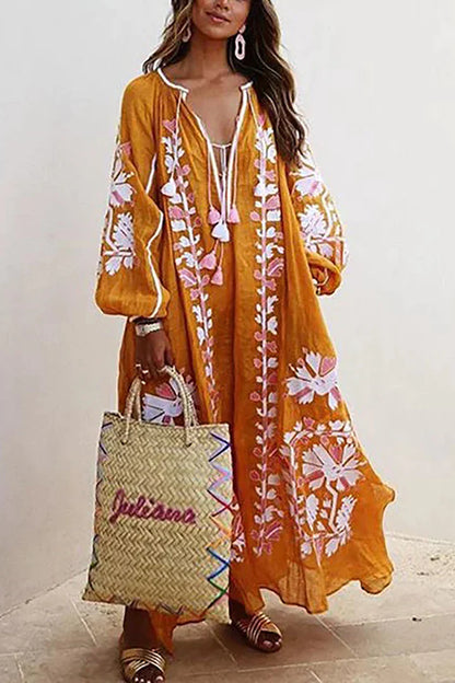 Nelia - Light Floral Summer Dress in Bohemian Style