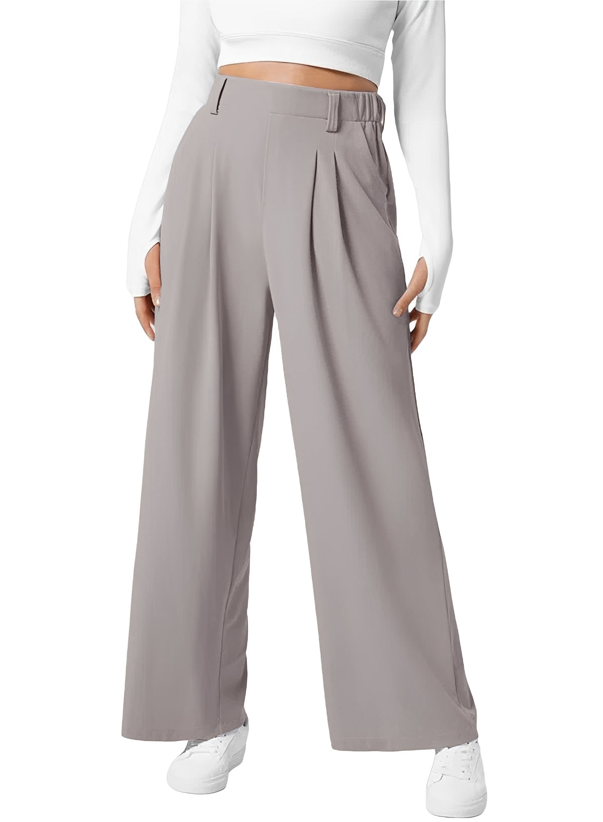 Kyla - Pantalon Taille Haute Élastique à Coupe Large