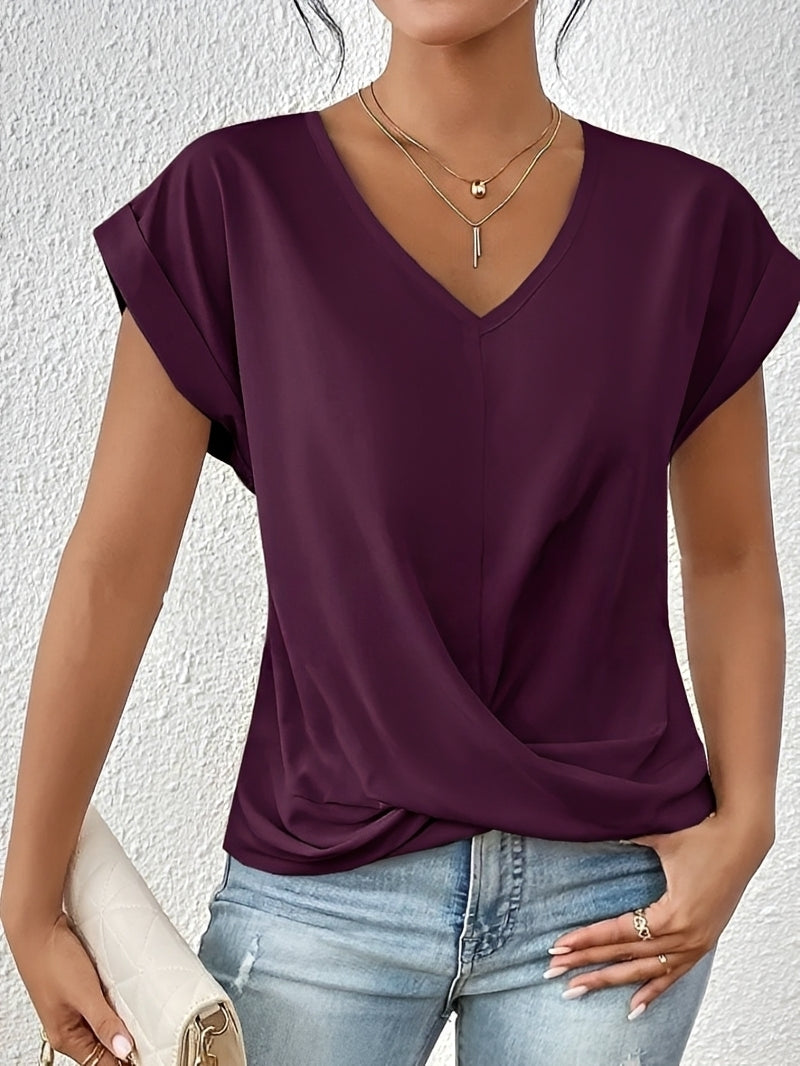 Rachael - Blouse décontractée à col en V irrégulier pour femmes