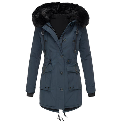 Elsie - Thick coat with hood and fleece lining for women