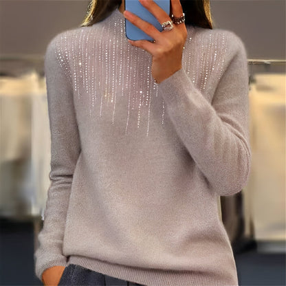 Lucia - Shimmering sweater with mid-height turtleneck for women