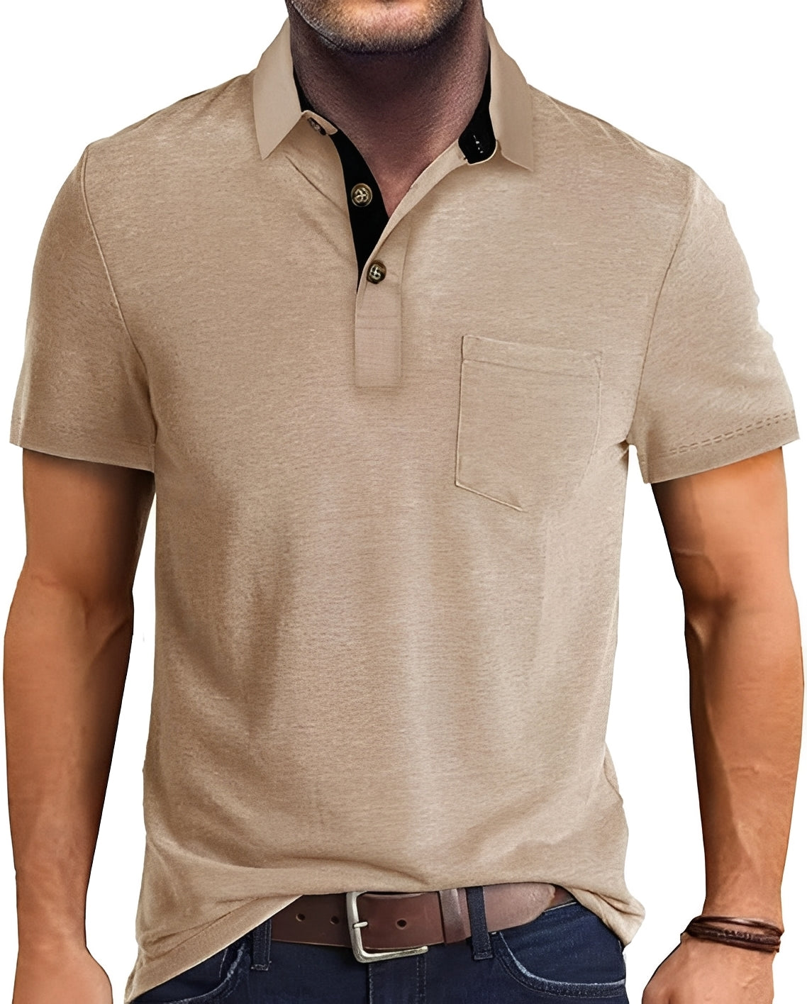 Luis - Comfortable shirt with folded collar for men