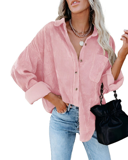 Jemima - Locker sitzendes und lässiges Poloshirt aus Kordvelours für Damen