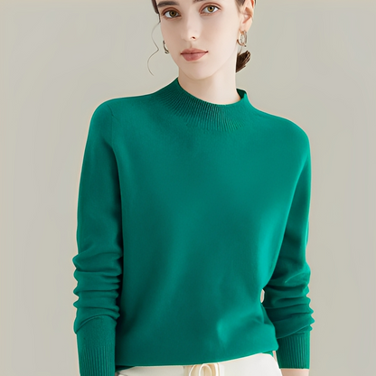 Martine - Slim-fitting wool sweaters with high collar for women