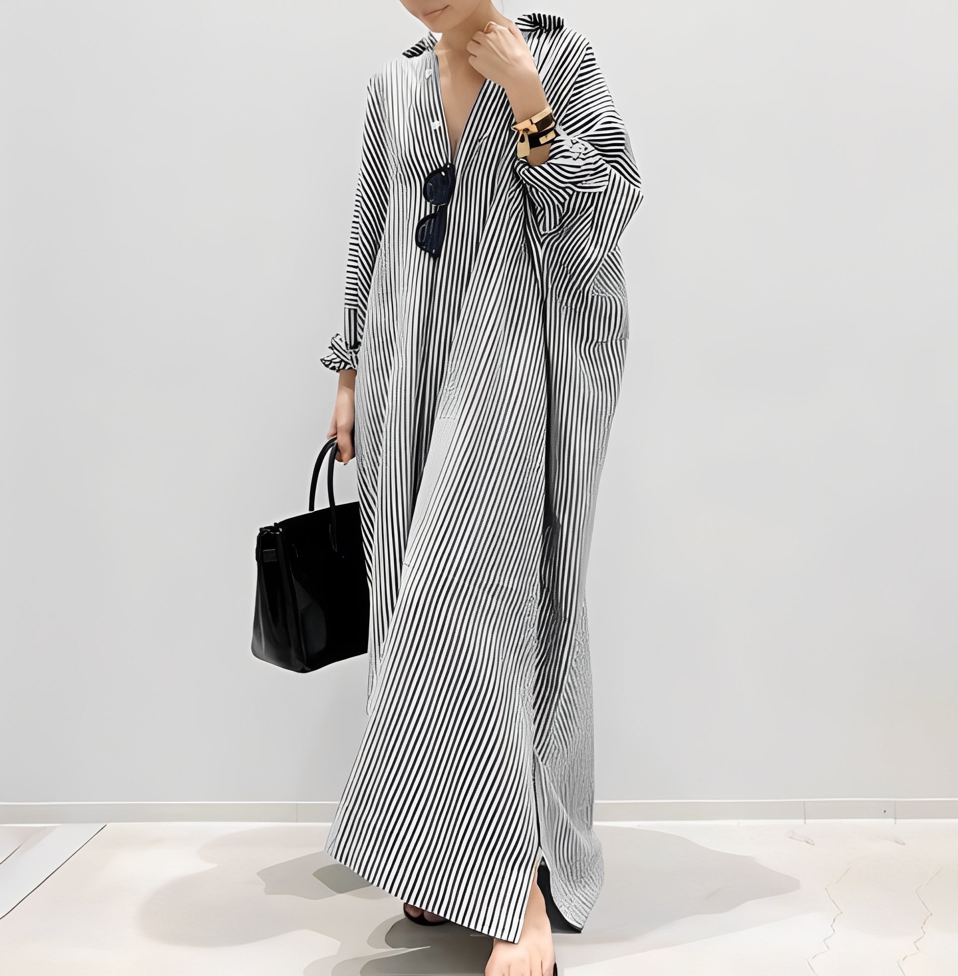 Jasmine - Robe chemise rayée élégante pour femmes