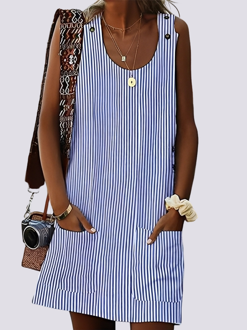 Ashley - Robe rayée chic avec poches pour femmes