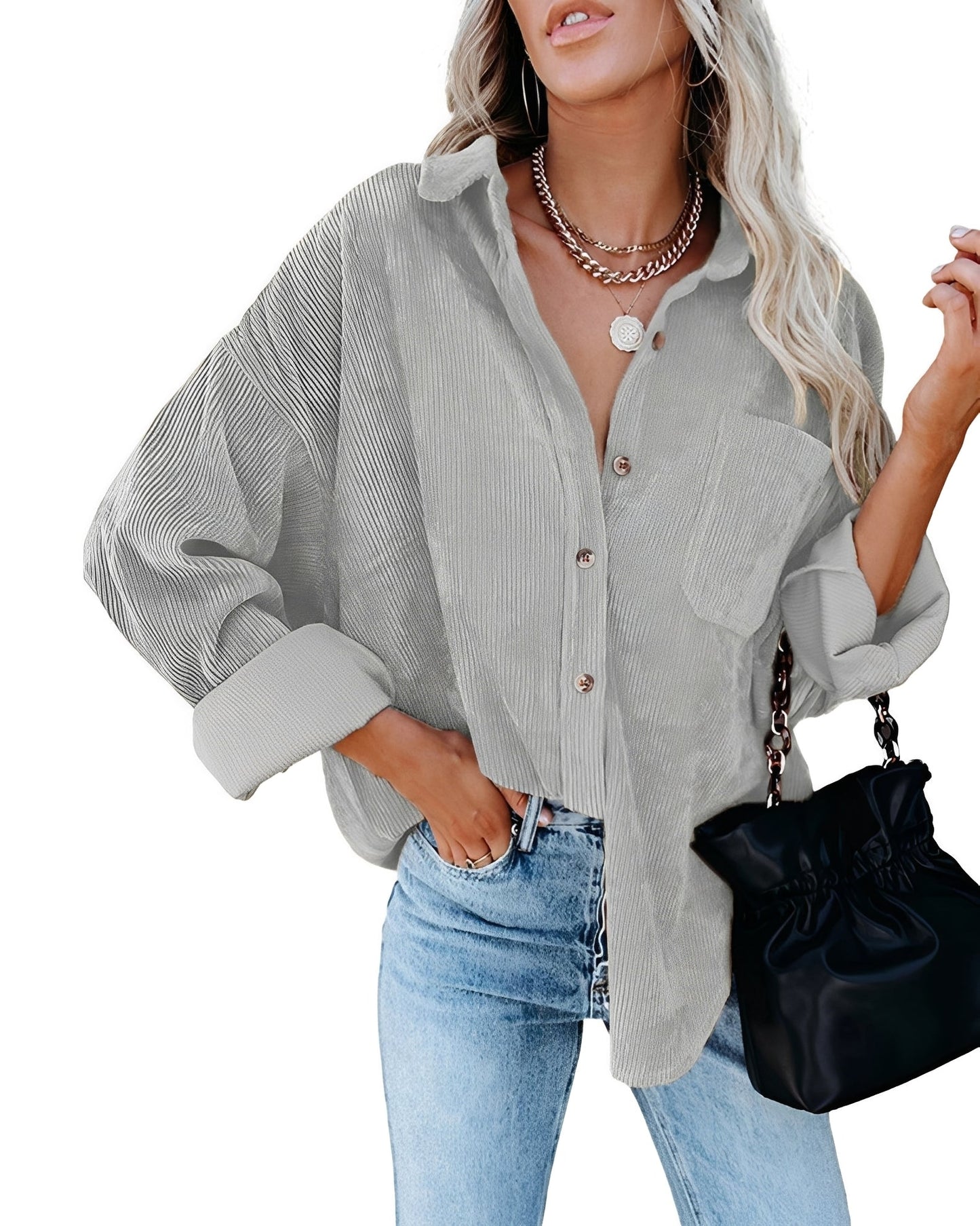 Jemima - Locker sitzendes und lässiges Poloshirt aus Kordvelours für Damen