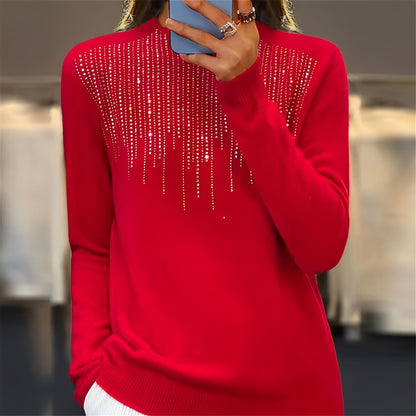 Lucia - Shimmering sweater with mid-height turtleneck for women