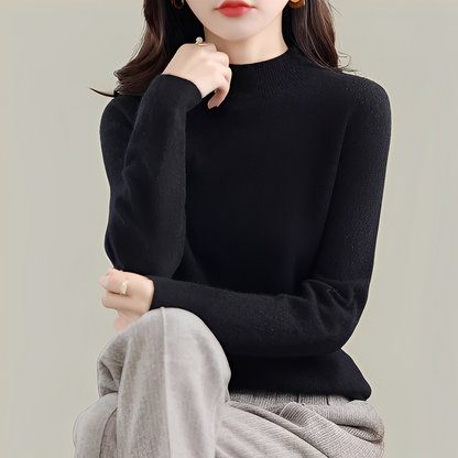 Martine - Slim-fitting wool sweaters with high collar for women