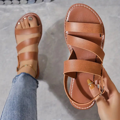 Chloe - Elegant sandals with ankle strap in Roman style for the beach