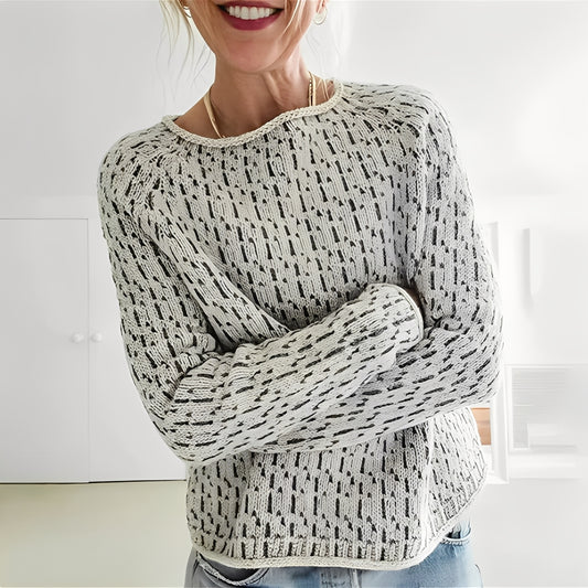 Lucrèce - Casual knitted sweater with boat neckline for women
