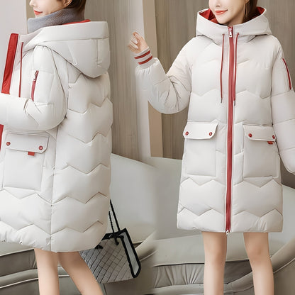 Catherine - Trendy long padded coat with hood for women