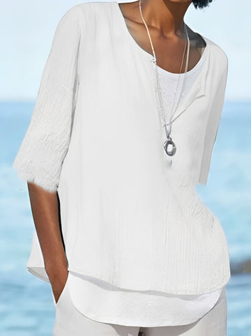 Charlie - Chemise ample décontractée à manches 3/4 pour femmes