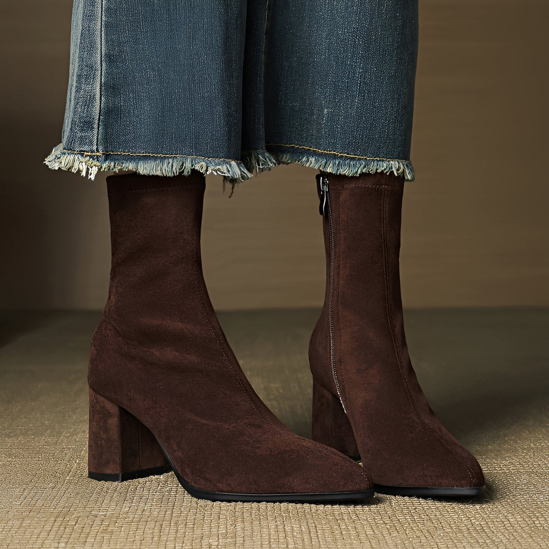 Mikayla - Bottes à Talons Relax avec Fermeture Éclair