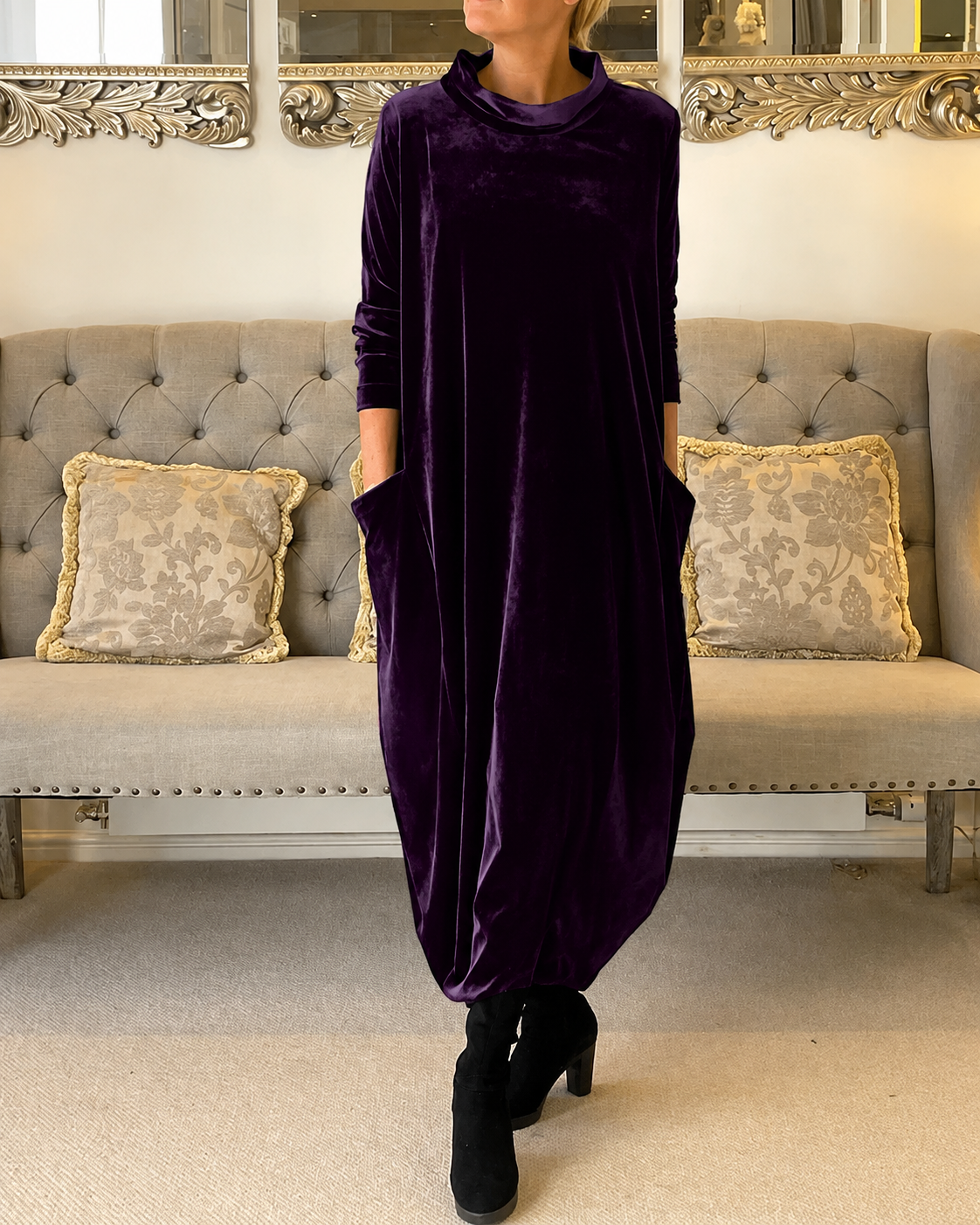 Zalinia - Robe Élégante à Col Rond