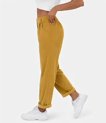 Liana - Pantalon côtelé taille haute et relax