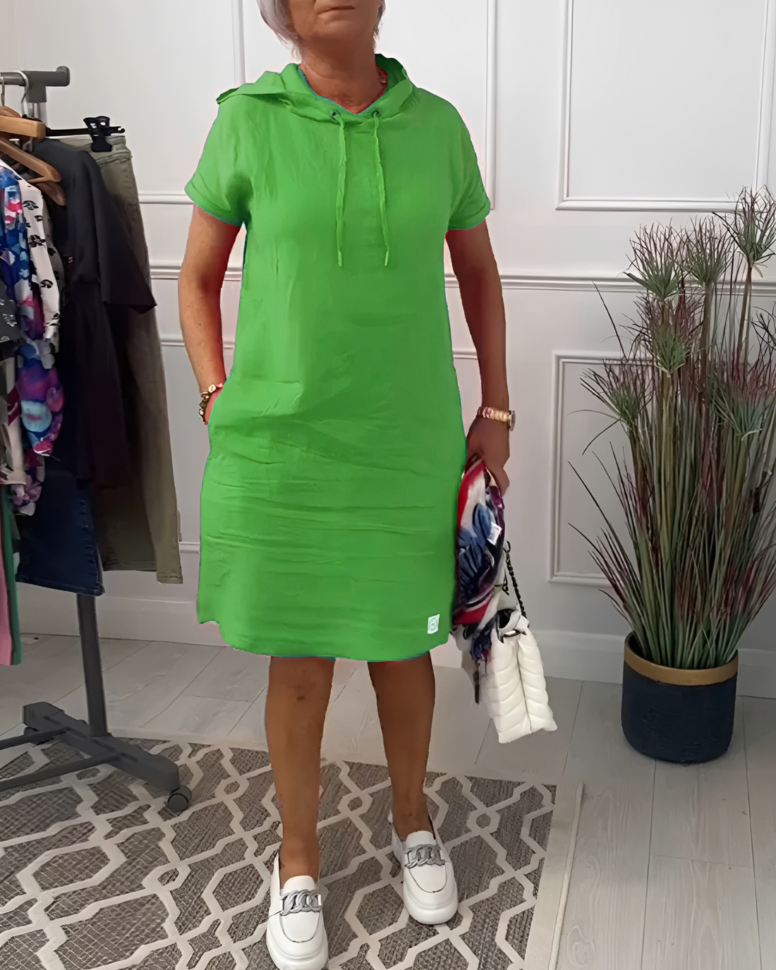 Tasha - Robe Midi Décontractée à Capuche