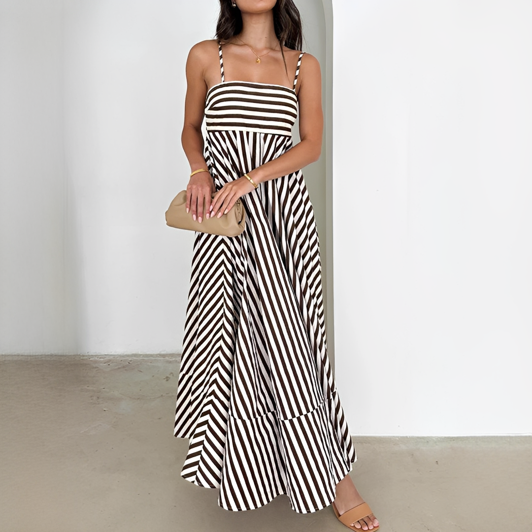 Lerra - Robe Longue Plissée à Rayures
