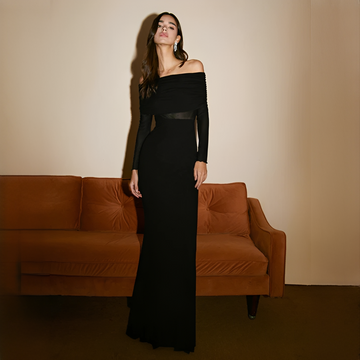 Ermanda - Élégante robe longue épaule nue