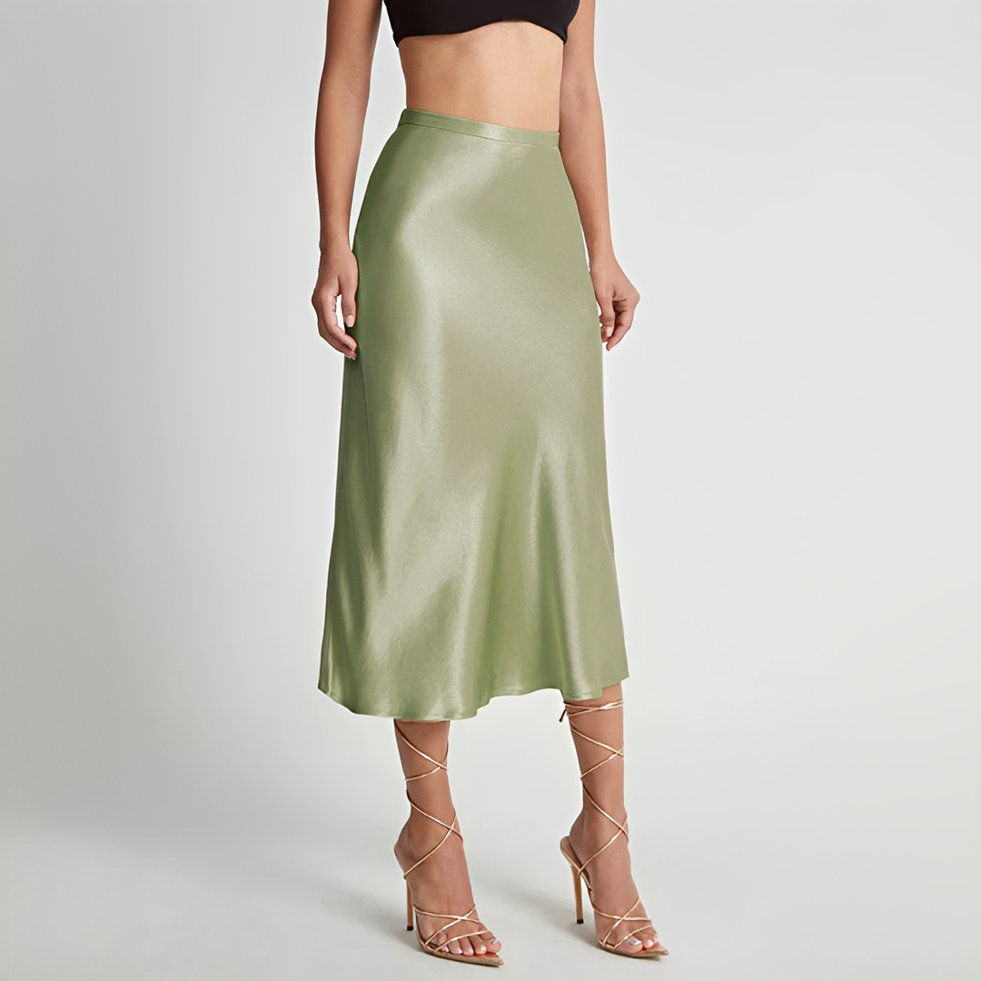 Emilia - Jupe midi fluide taille haute