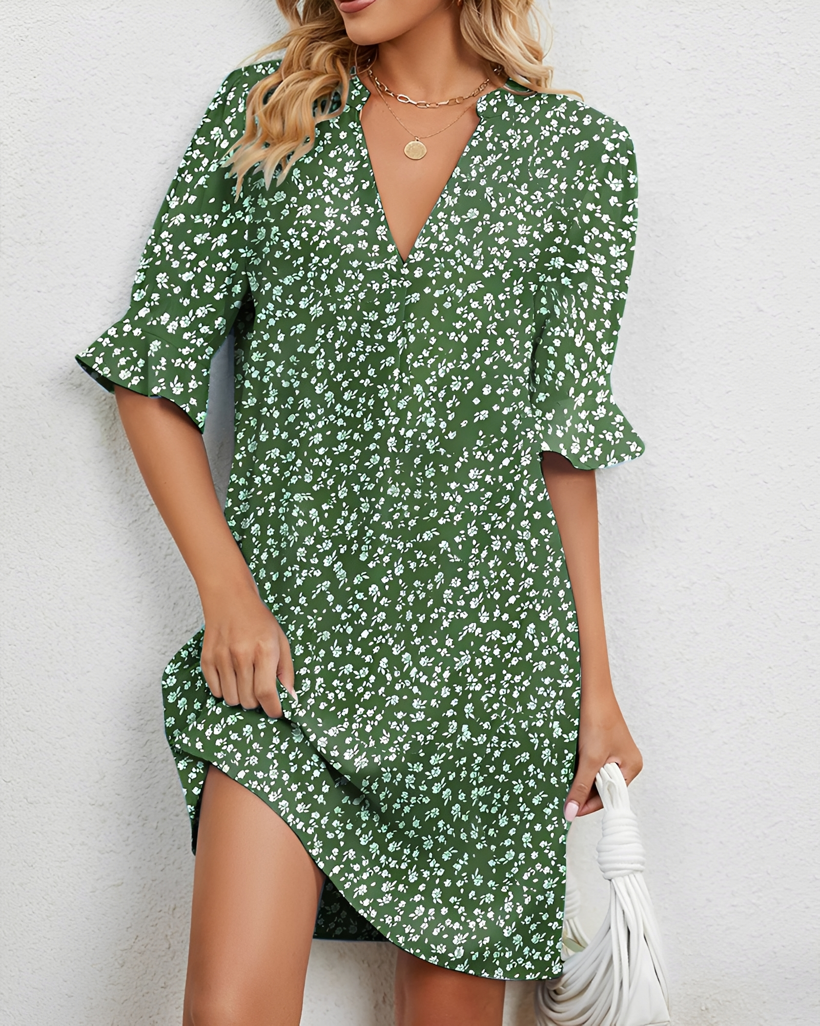 Shelley - Robe Midi Élégante à Col en V