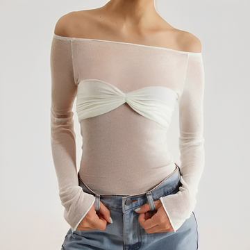 Shanelle - Chemise Épaules Dénudées à Manches Longues