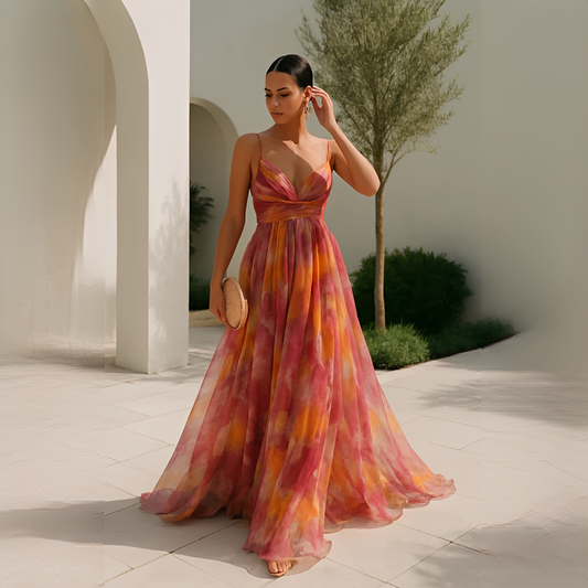 Gardania - Robe longue à motif floral pour femmes