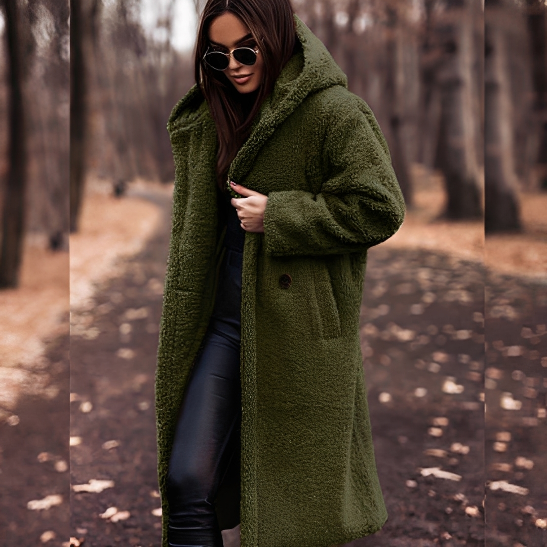 Lucette - Winter coat with hood in imitation fur for women