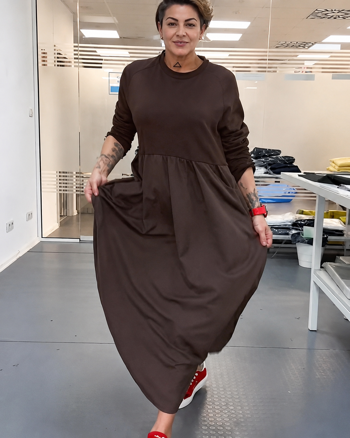 Imelda - Robe Décontractée à Col Rond