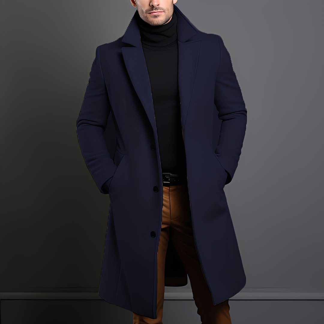 Kévin - Manteau long classique à revers pour homme